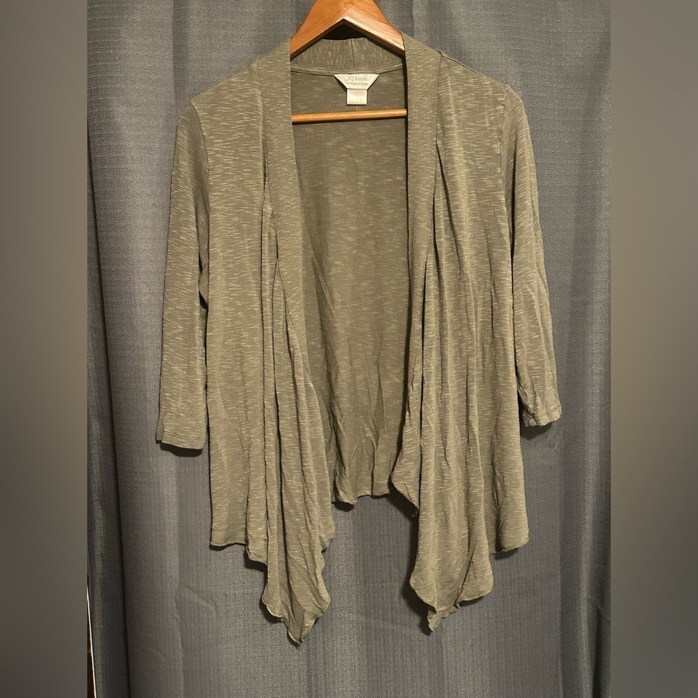 CJ Banks Women's Open Front Cardigan Sweater - Olive